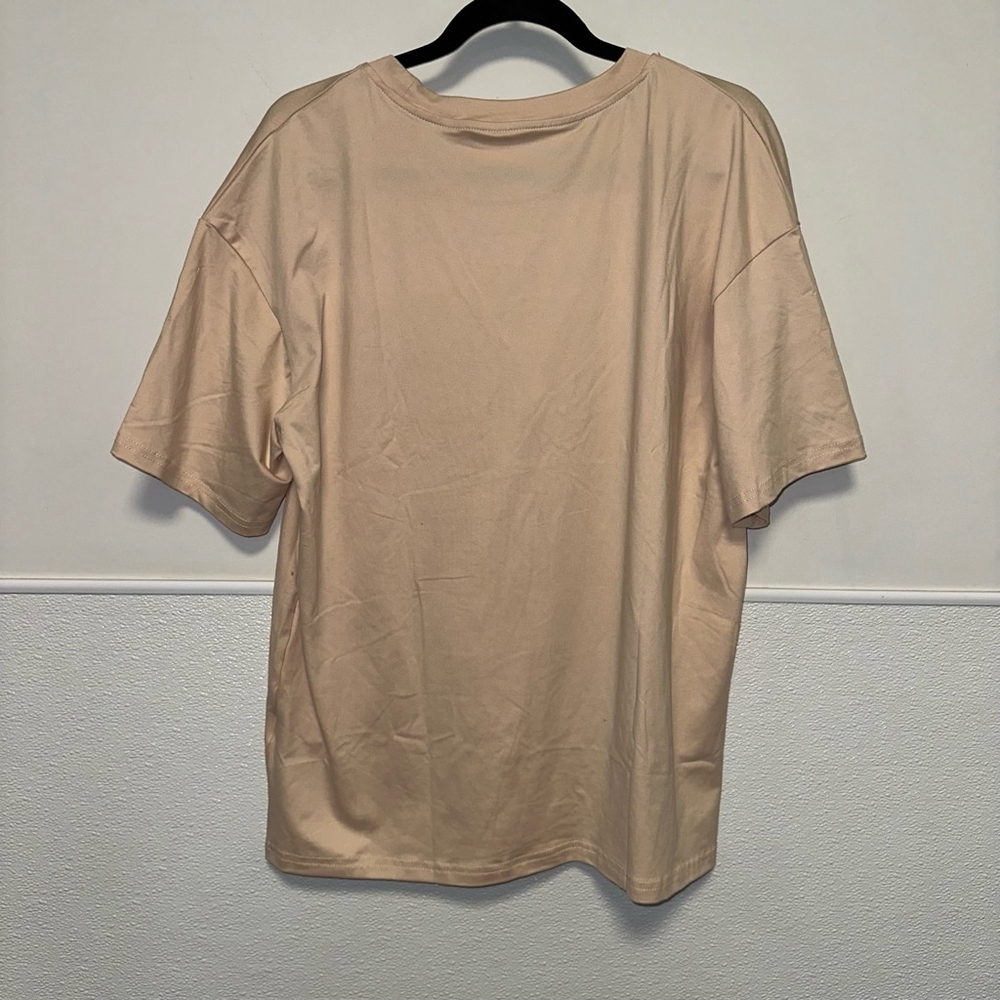 Women's SHEIN Beige Halloween T-shirt Size Small oversized Stay Spooky Skeleton - Picture 5 of 7